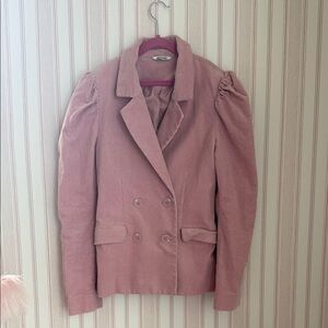 Corduroy Double-Breasted Pink Jacket